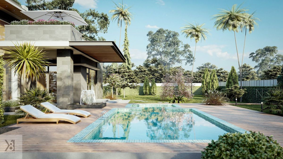 Hồ bơi và sân vườn Villa Thái Bình Hồ bơi sân vườn Villa Thái Bình Hưng Yên