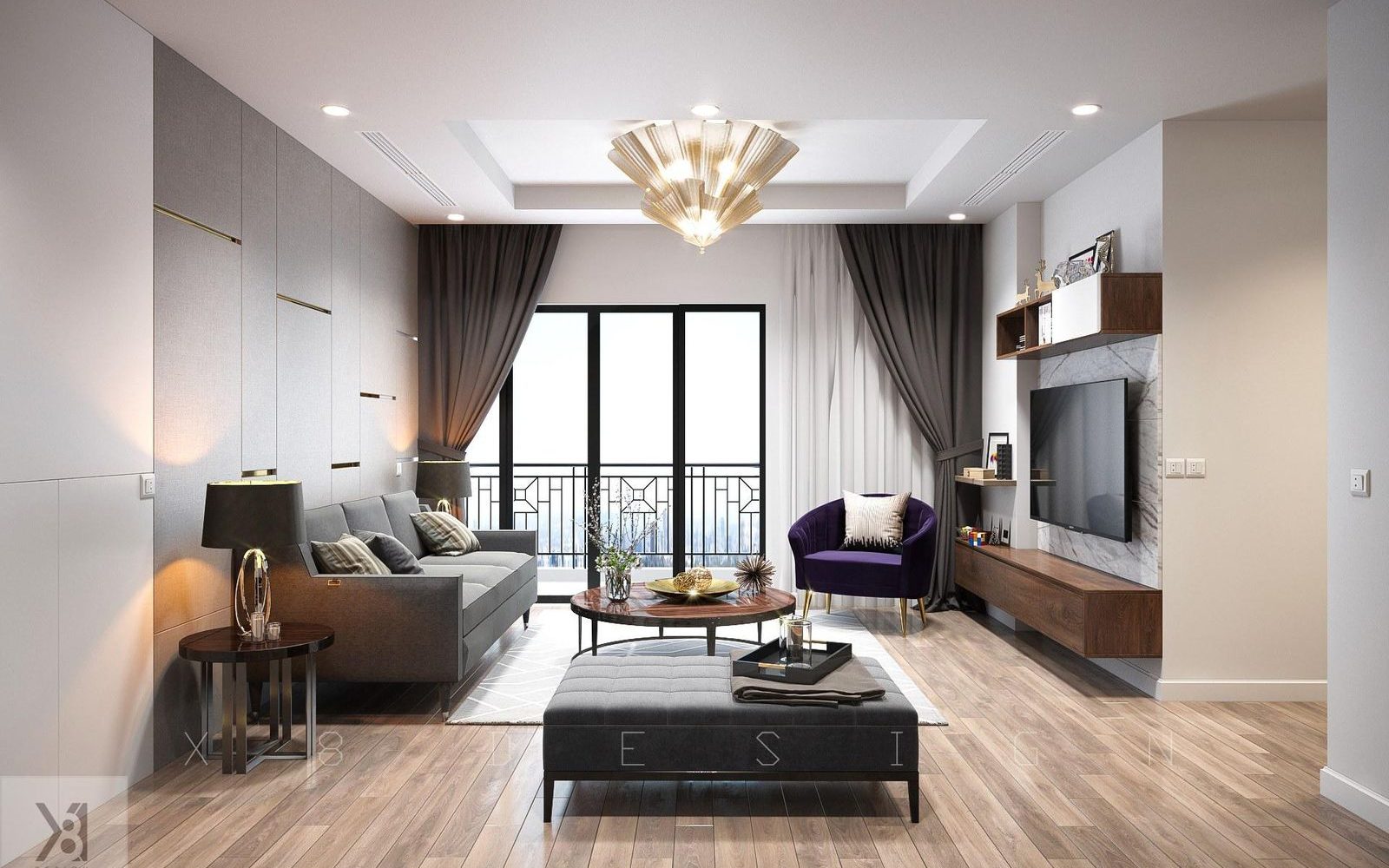 Thiết kế nội thất căn hộ hiện đại tông gỗ ấm - X8DESIGN